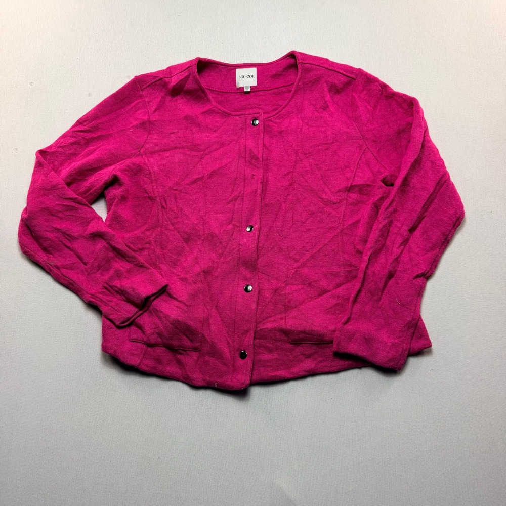 Nic+Zoe Cardigan Women Extra Large Pink Excellent Snap Front Cotton Blend Knit